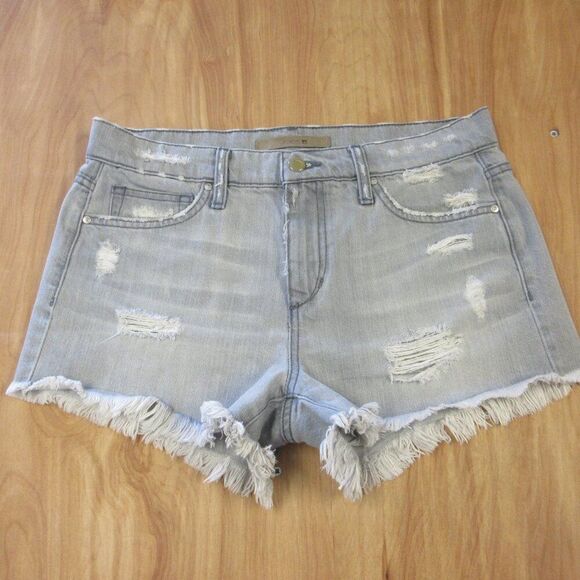 JOE'S JEANS Gabrielle Cut Off Jean Shorts Sz 27 Light Grey Gray Distressed Denim - Picture 2 of 14